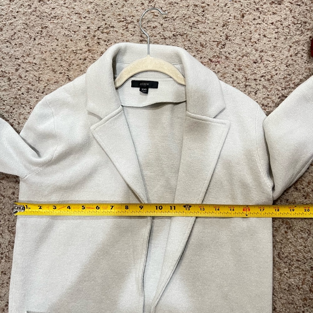 J Crew 365 Sophie Open Front Knit Blazer Sweater Size XXS Merino Wool Light Gray - Picture 7 of 9